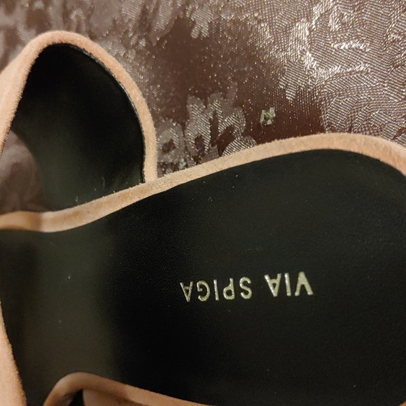 Via Spiga Pink Swede Heeled Slip Ons - Picture 6 of 8